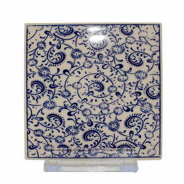 Turkish Ceramic Serigraphy Square Coaster 100 mm - Thumbnail