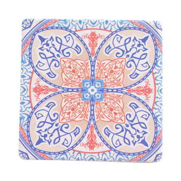 Turkish Ceramic Serigraphy Square Coaster 100 mm - Thumbnail