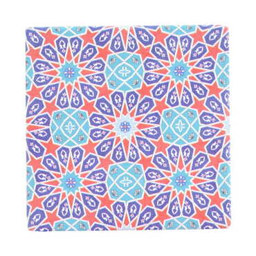 Turkish Ceramic Serigraphy Square Coaster 100 mm - Thumbnail