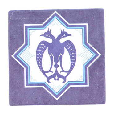 Turkish Ceramic Serigraphy Square Coaster 100 mm - Thumbnail