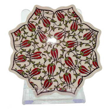 Turkish Ceramic Serigraphy Stary Coaster 103 mm - Thumbnail