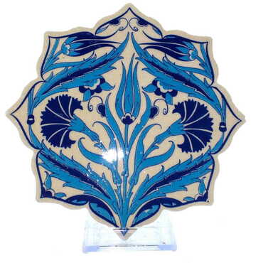 Turkish Ceramic Serigraphy Stary Trivet 103 mm - Thumbnail