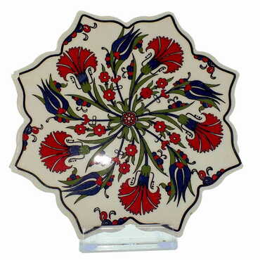 Turkish Ceramic Serigraphy Stary Trivet 103 mm - Thumbnail