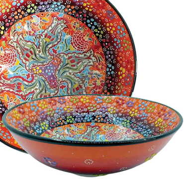 Myros - Turkish Ceramic Special Relief Bowl 20 Cm