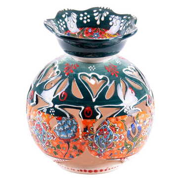 Myros - Turkish Ceramic Special Relief Censer and Oil Burner Big Size