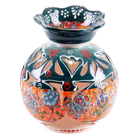 Turkish Ceramic Special Relief Censer and Oil Burner Big Size