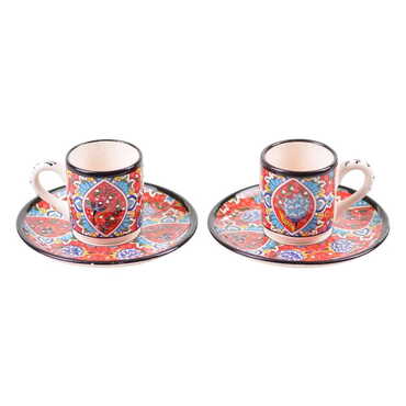 Turkish Ceramic Special Relief Coffee Cup Set of 2 Pcs - Thumbnail