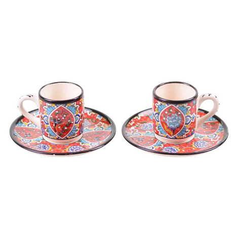 Turkish Ceramic Special Relief Coffee Cup Set of 2 Pcs