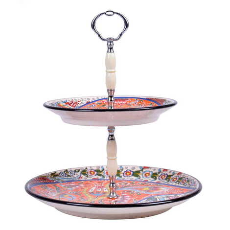 Turkish Ceramic Special Relief Cookie Stand of 2 pcs