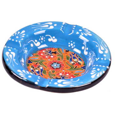 Turkish Ceramic Special Relief Round - Square Ashtray - Myros