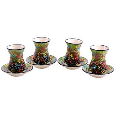 Myros - Turkish Ceramic Tea Cup Set 4 Pcs