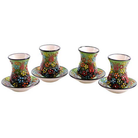 Turkish Ceramic Tea Cup Set 4 Pcs