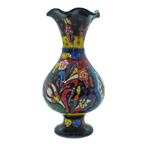 Turkish Ceramic Traditional Relief Vase 15 Cm