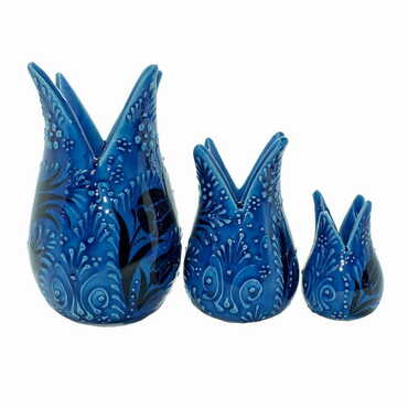 Myros - Turkish Ceramic Tulip Shaped Vase Set of 3 pcs