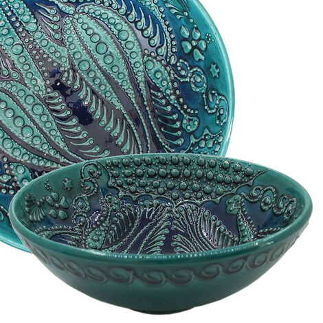 Turkish Ceramic Turquoise Bowl 16 Cm