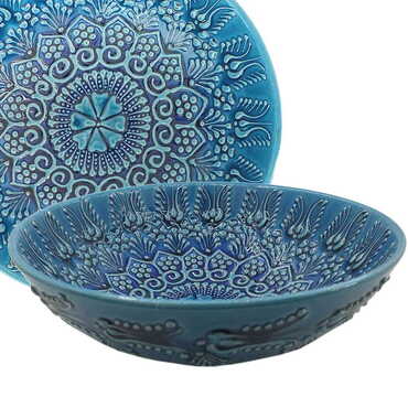 Myros - Turkish Ceramic Turquoise Bowl 20 Cm