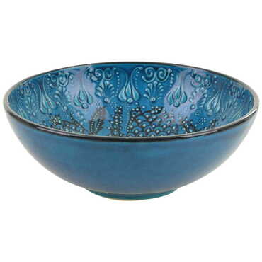 Turkish Ceramic Turquoise Bowl 25 Cm - Thumbnail