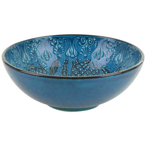 Turkish Ceramic Turquoise Bowl 25 Cm