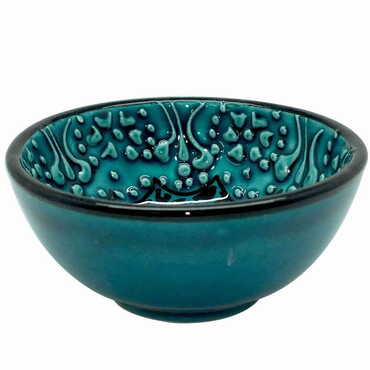 Turkish Ceramic Turquoise Bowl 8 Cm - Thumbnail