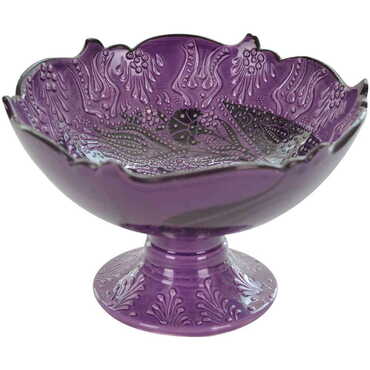 Turkish Ceramic Turquoise Candy Dish 20 cm - Thumbnail