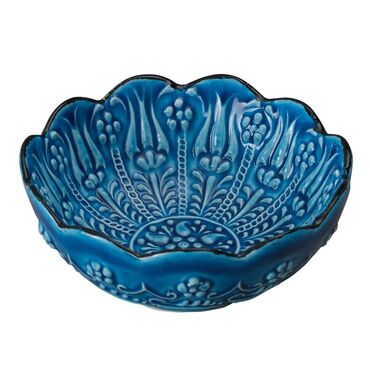 Turkish Ceramic Turquoise Daisy Bowl 8 Cm - Thumbnail