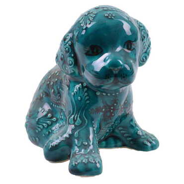 Myros - Turkish Ceramic Turquoise Dog Figurine