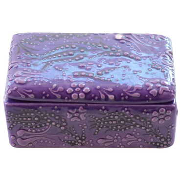 Turkish Ceramic Turquoise Jewelry Box - Thumbnail