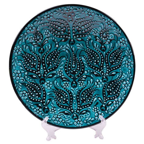 Turkish Ceramic Turquoise Plate 25 Cm - 7