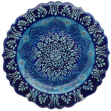 Turkish Ceramic Turquoise Plate 25 Cm - Thumbnail