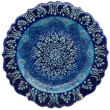 Turkish Ceramic Turquoise Plate 25 Cm - 1