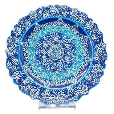 Turkish Ceramic Turquoise Plate 30 Cm - Thumbnail