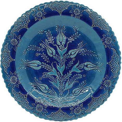 Turkish Ceramic Turquoise Plate 40 Cm - 1