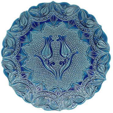 Myros - Turkish Ceramic Turquoise Plate 43 Cm