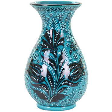 Myros - Turkish Ceramic Turquoise Slim Vase 20 Cm