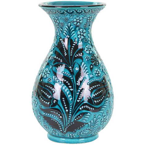 Turkish Ceramic Turquoise Slim Vase 20 Cm