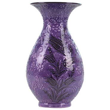 Turkish Ceramic Turquoise Slim Vase 25 Cm - Thumbnail