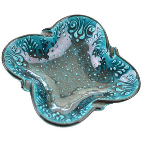 Turkish Ceramic Turquoise Square Ashtray Big Size - 2