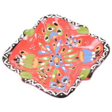 Turkish Ceramic Turquoise Square Ashtray Small Size - Myros