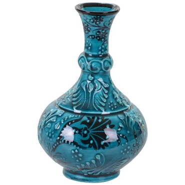 Myros - Turkish Ceramic Turquoise Tear Vase 10 Cm