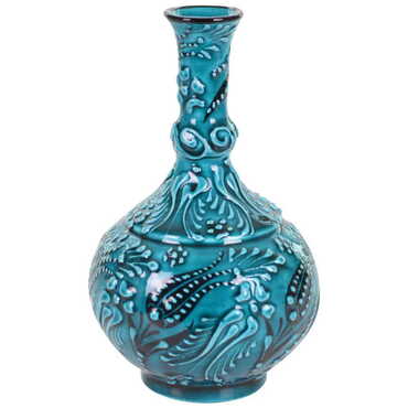 Turkish Ceramic Turquoise Tear Vase 15 Cm - Thumbnail