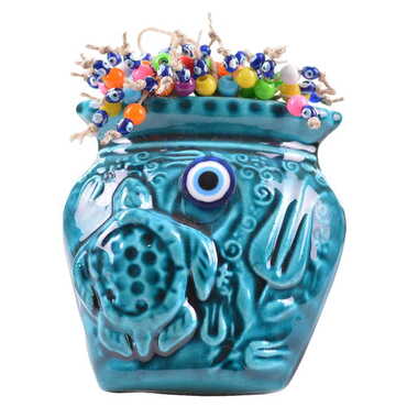 Myros - Turkish Ceramic Turquoise Wall Pot Hanging Accessory