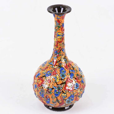 Turkish Ceramics Tezhip 20 cm Tear Drop Vase - Thumbnail