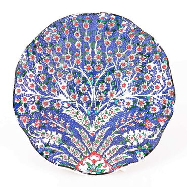 Turkish Ceramics Tezhip 25 cm Bowl with Stand - Thumbnail