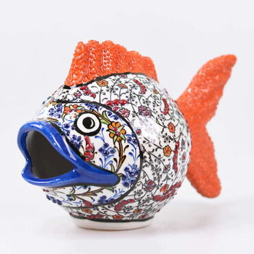 Myros - Turkish Ceramics Tezhip Big Size Turtle Fish Figurine