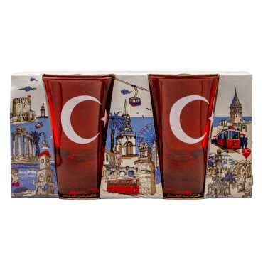 Turkish Flag Themed Set of Two Painted Shot Glasses - Myros