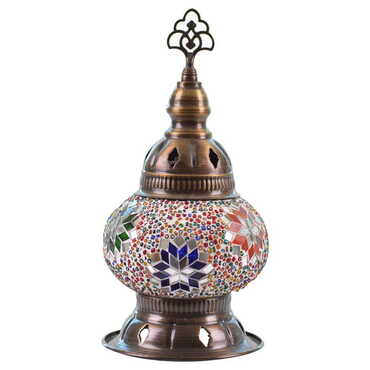 Turkish Mosaic Cracked Candle Holder Lamp No:2 - Thumbnail