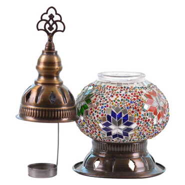 Turkish Mosaic Cracked Candle Holder Lamp No:2 - Thumbnail