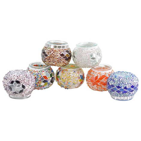 Turkish Mosaic Cracked Candle Holder Lamp Small Size - 2