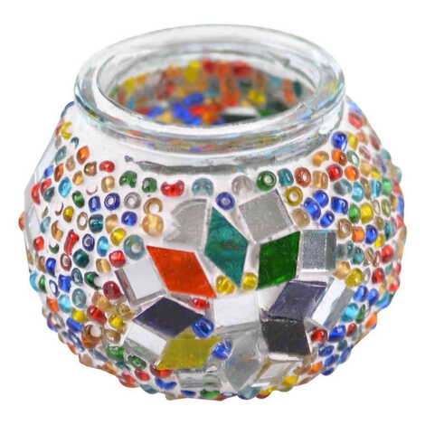 Turkish Mosaic Cracked Candle Holder Lamp Small Size - 5
