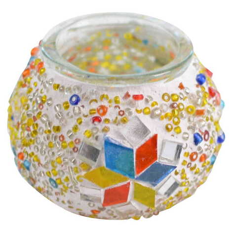 Turkish Mosaic Cracked Candle Holder Lamp Small Size - 6